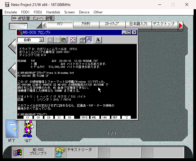 TYPE で日本語が化けずに読める画面
